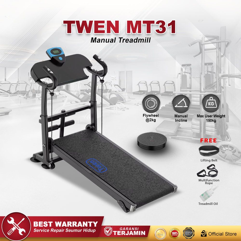 TWEN MT31 Treadmill Tanpa Listrik Treadmill Portable Treadmill Multifungsi Treadmil Lipat Alat Olahraga