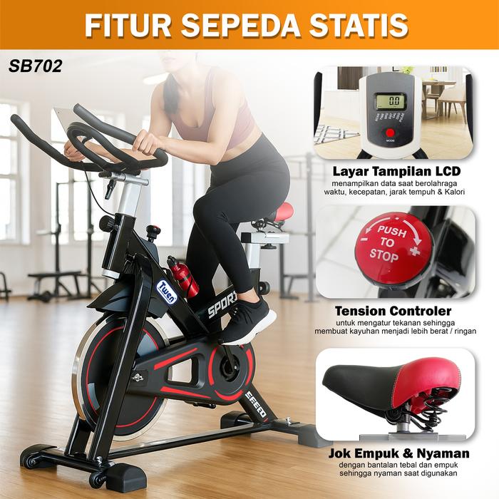 Twen SB701 Red + App Spinning Bike Sepeda Kardio Statis Fitness Gambar produk 4