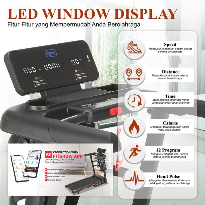 TWEN T695A Multi Treadmill Listrik Multifungsi Portable Treadmil Gambar produk 2
