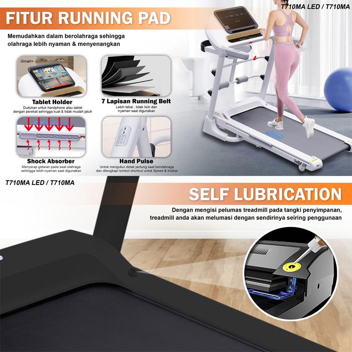 TWEN T7010MA LED Putih Treadmill Listrik Multifungsi Portable Gambar produk 4