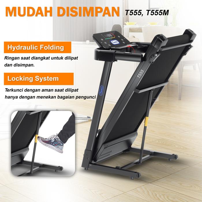 TWEN T555 Treadmill Listrik Portable Multifungsi Treadmil Lipat Gambar produk 6