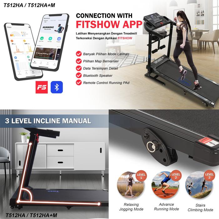 TWEN T512HA Treadmill Listrik Multifungsi Portable Treadmil Gambar produk 3