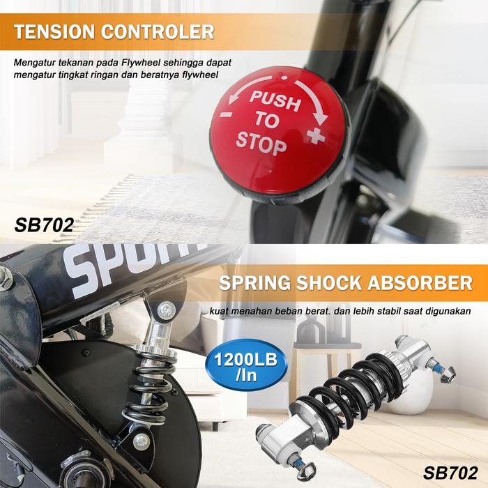 Twen SB701 Blue Spinning Bike Sepeda Kardio Statis Fitness Alat Gambar produk 3