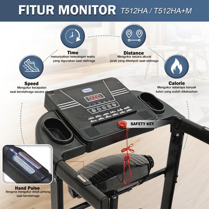 TWEN T510MTANew Treadmill Listrik Multifungsi Portable Treadmil Gambar produk 2