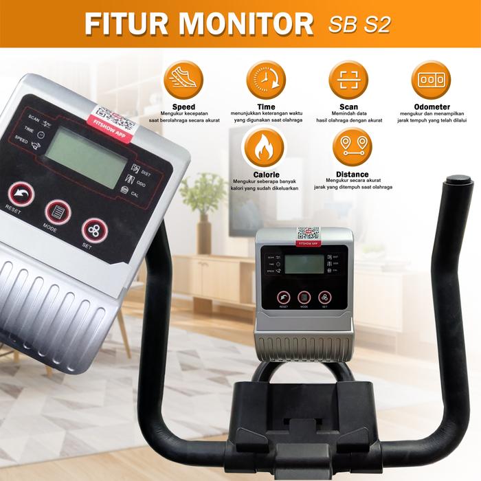 Twen S2 White Spin Bike Sepeda Kardio Statis Fitness Alat Gambar produk 2