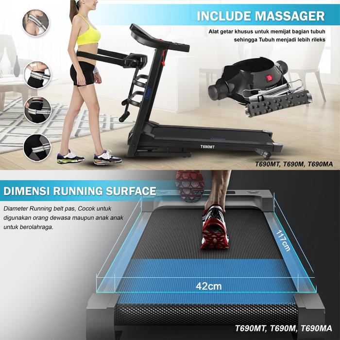 TWEN T690M Treadmill Listrik Multifungsi Portable Treadmil Lipat Gambar produk 6
