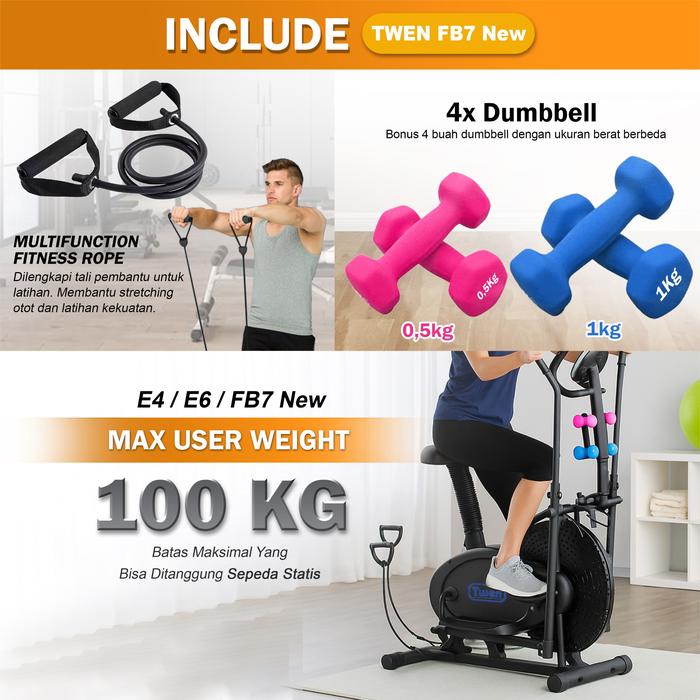 Twen E4N Orbitrack Tracer Elliptical Bike Sepeda Fitness Statis Gambar produk 2