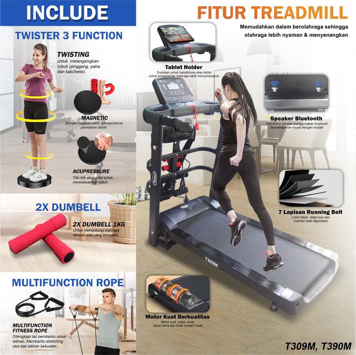 TWEN T309M New Treadmill Listrik Multifungsi Portable Treadmil Gambar produk 5