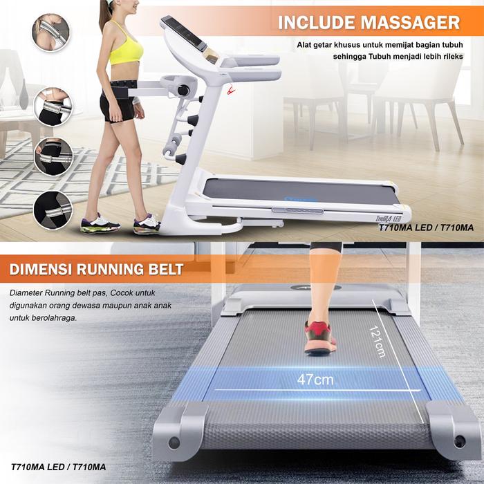 TWEN T7010MA LED Putih Treadmill Listrik Multifungsi Portable Gambar produk 6
