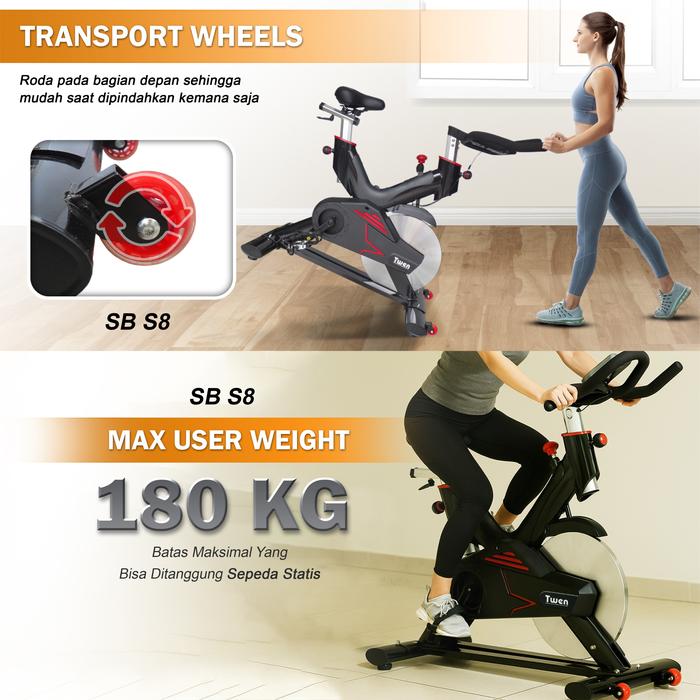 Twen CSB S8 Spin Bike Sepeda Kardio Statis Fitness Alat Olahraga Gambar produk 5
