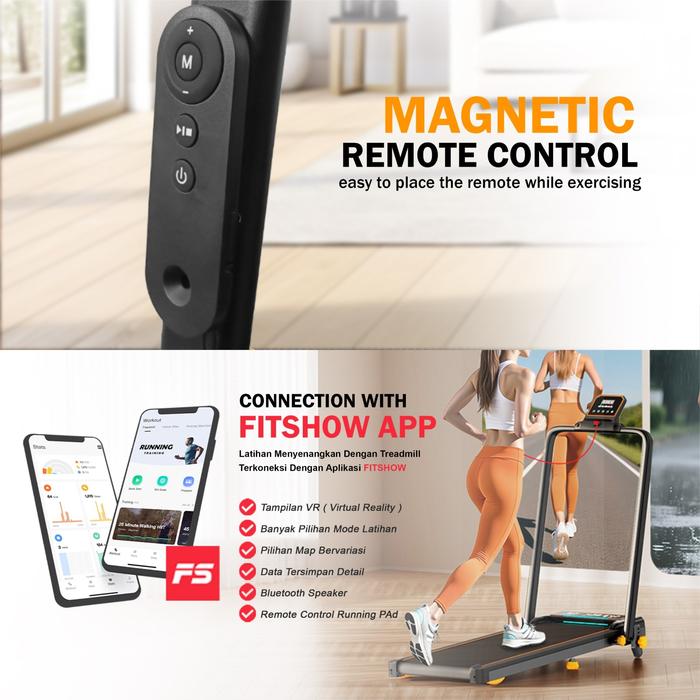 SUPOTSU Seishin Black Treadmill Listrik Portable Multifungsi Gambar produk 3