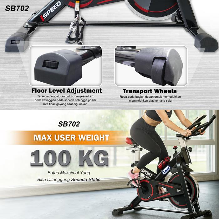 Twen SB701 Blue Spinning Bike Sepeda Kardio Statis Fitness Alat Gambar produk 2
