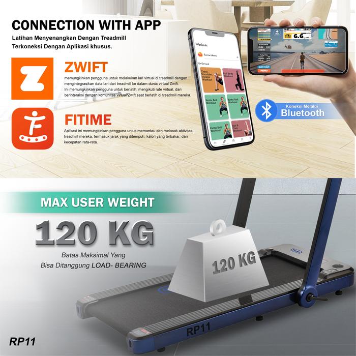 TWEN RP11 Merah Running Pad Treadmill Listrik Portable Gambar produk 5