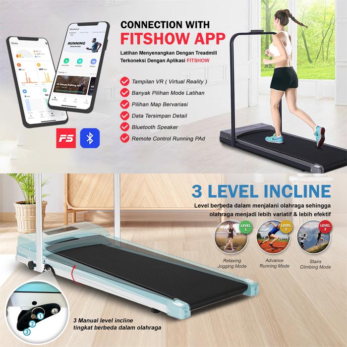 TWEN RP9HPro Green Running Pad Treadmill Listrik Portable Gambar produk 3
