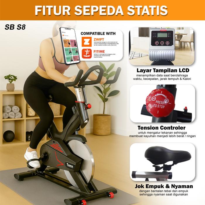 Twen CSB S8 + App Spin Bike Sepeda Kardio Statis Fitness Alat Gambar produk 6