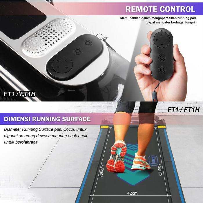 TWEN FT1H Running Pad Treadmill Listrik Portable Multifungsi Gambar produk 6