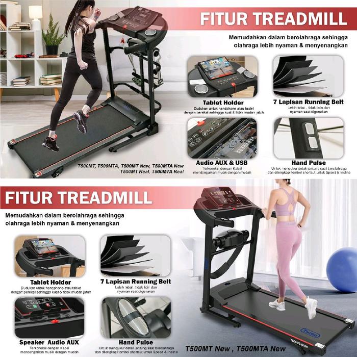 TWEN T500MT Real Treadmill Listrik Multifungsi Portable Treadmil Gambar produk 5