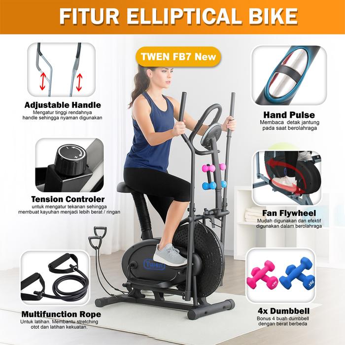 Twen E4N Orbitrack Tracer Elliptical Bike Sepeda Fitness Statis Gambar produk 3