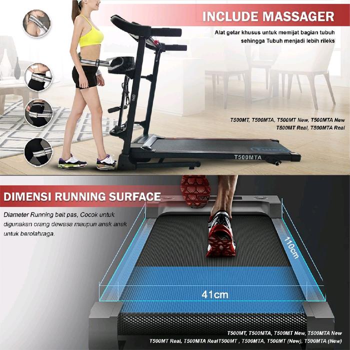 TWEN T500MT Real Treadmill Listrik Multifungsi Portable Treadmil Gambar produk 6