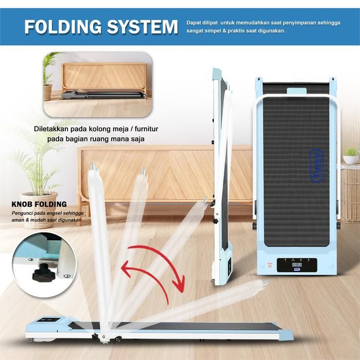 TWEN RP9H Ultra Silver Running Pad Treadmill Listrik Portable Gambar produk 5