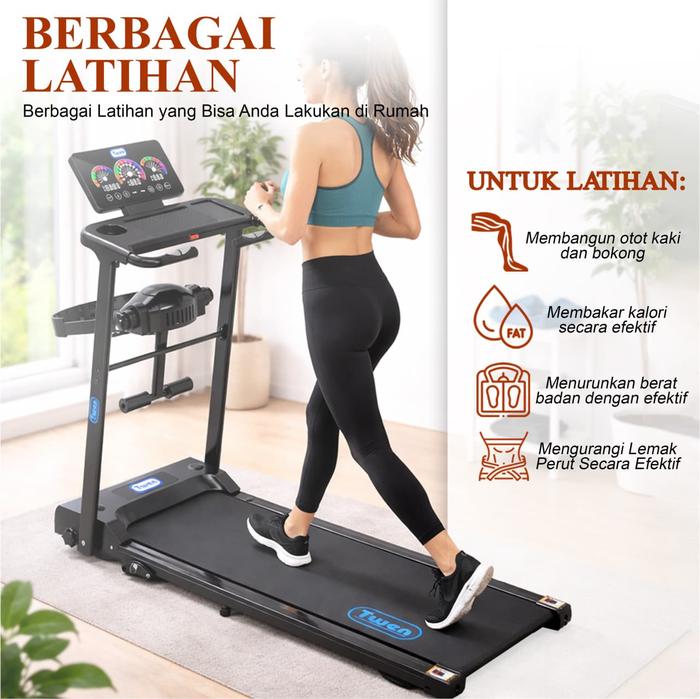 TWEN T209 Treadmil Listrik Treadmill Portable Multifungsi Lipat Gambar produk 7