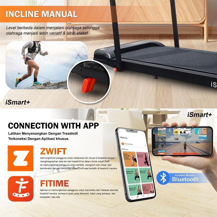 TWEN Ismart Running Pad Treadmill Listrik Portable Multifungsi Gambar produk 3