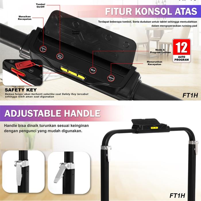 TWEN FT1H Running Pad Treadmill Listrik Portable Multifungsi Gambar produk 7
