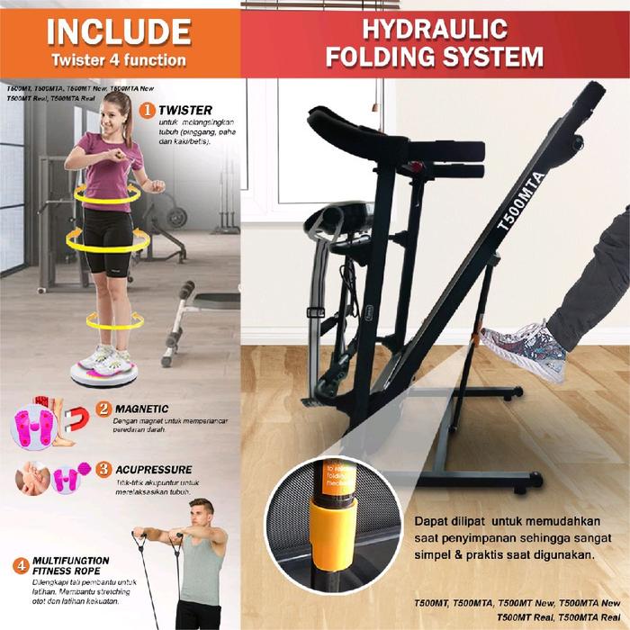 TWEN T500MTA Real Treadmill Listrik Multifungsi Portable Gambar produk 5