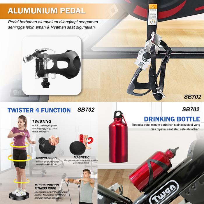 Twen SB701 Blue Spinning Bike Sepeda Kardio Statis Fitness Alat Gambar produk 6