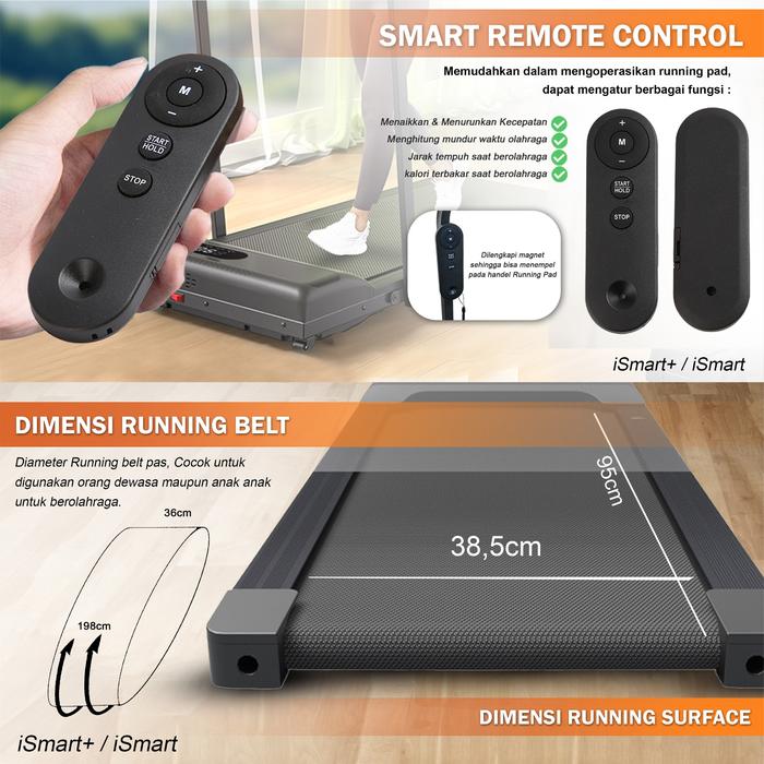 TWEN Ismart Running Pad Treadmill Listrik Portable Multifungsi Gambar produk 4