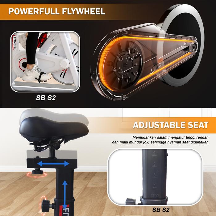 Twen S2 Black + App Spin Bike Sepeda Kardio Statis Fitness Alat Gambar produk 6