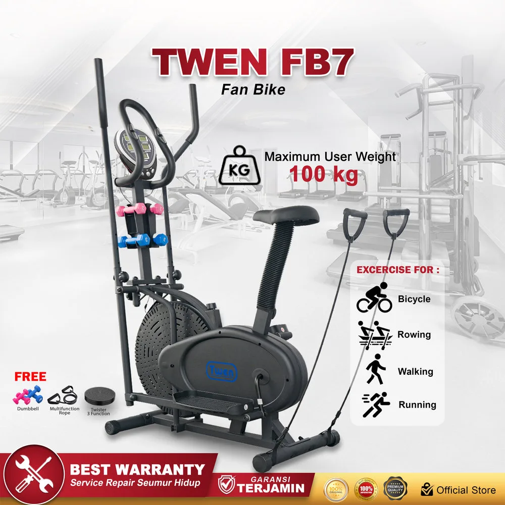 Twen FB7 Black Elliptical Bike Tracer Cross Trainer Orbitrack