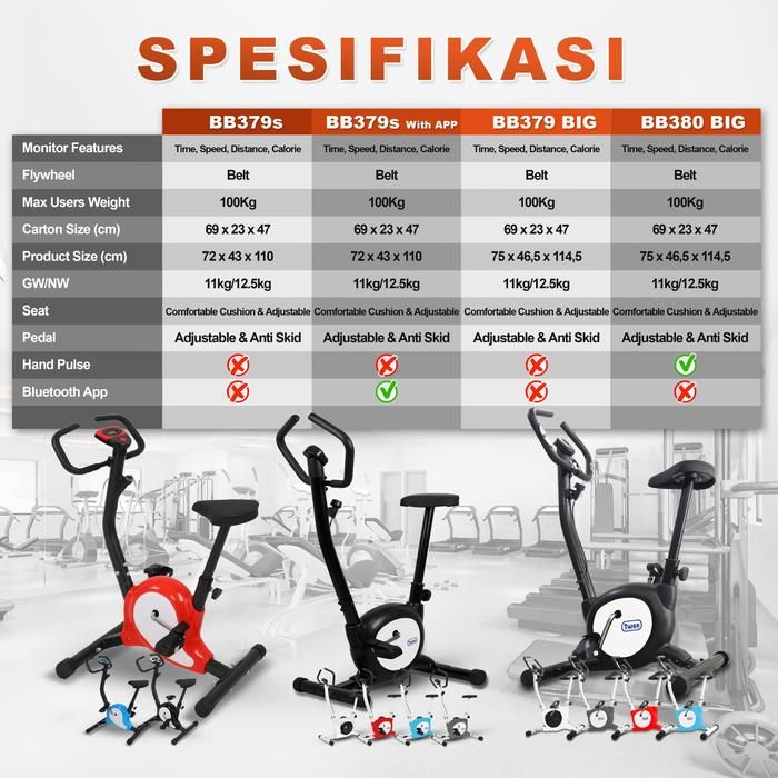 Twen BB380BIG Black Belt Bike New Big Exercise Fitness Alat Gambar produk 5