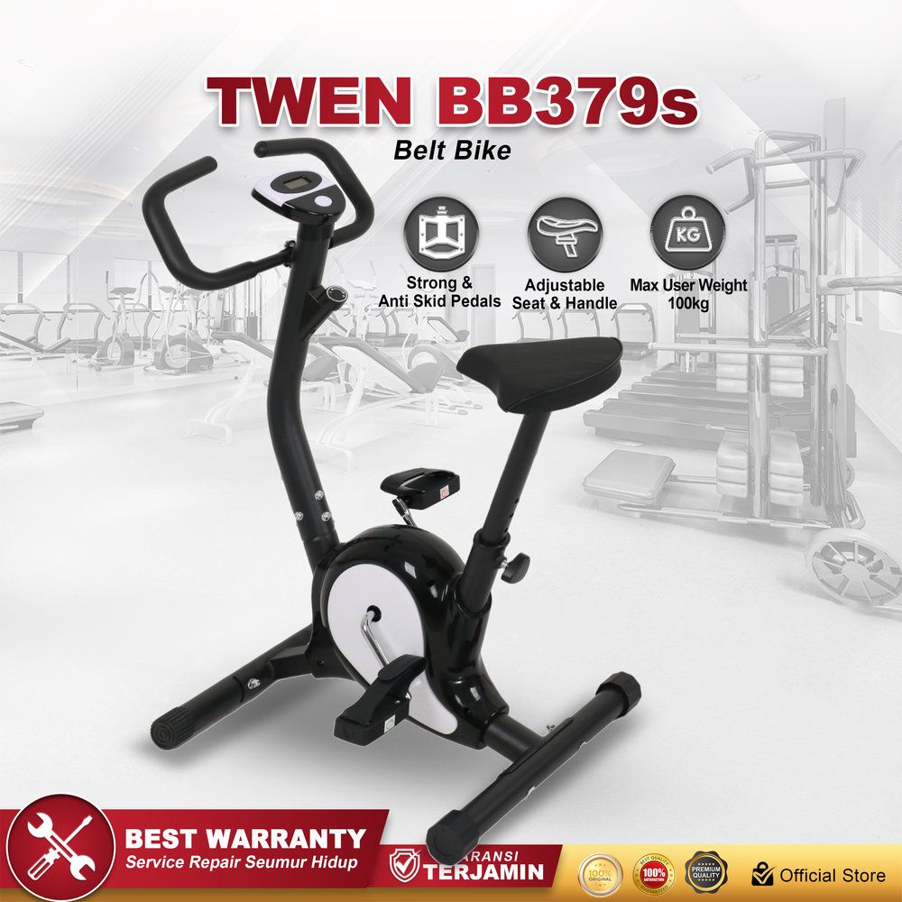 Twen BB379s Hitam Belt Bike Big Exercise Bike Belt Bike Fitness Alat Olahraga Gym