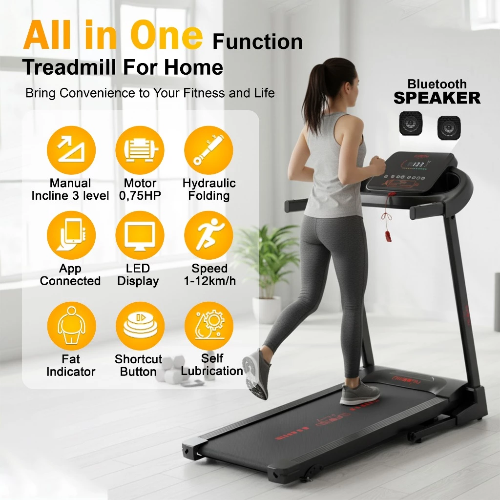 SUPOTSU Kenbi Gold Multi Treadmill Listrik Portable Multifungsi Gambar produk 4