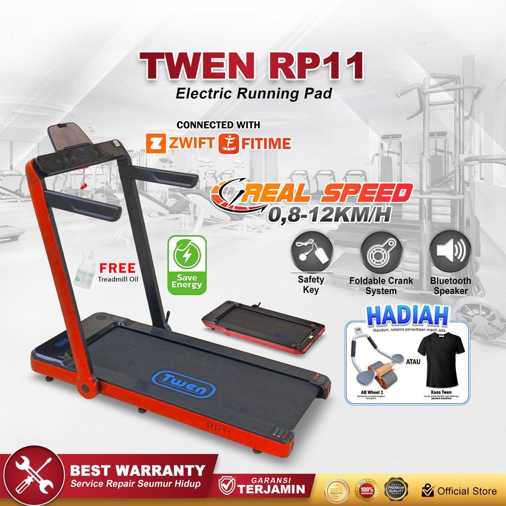 TWEN RP11 Merah Running Pad Treadmill Listrik Treadmill Portable Treadmill Multifungsi Treadmil Lipat Alat Olahraga
