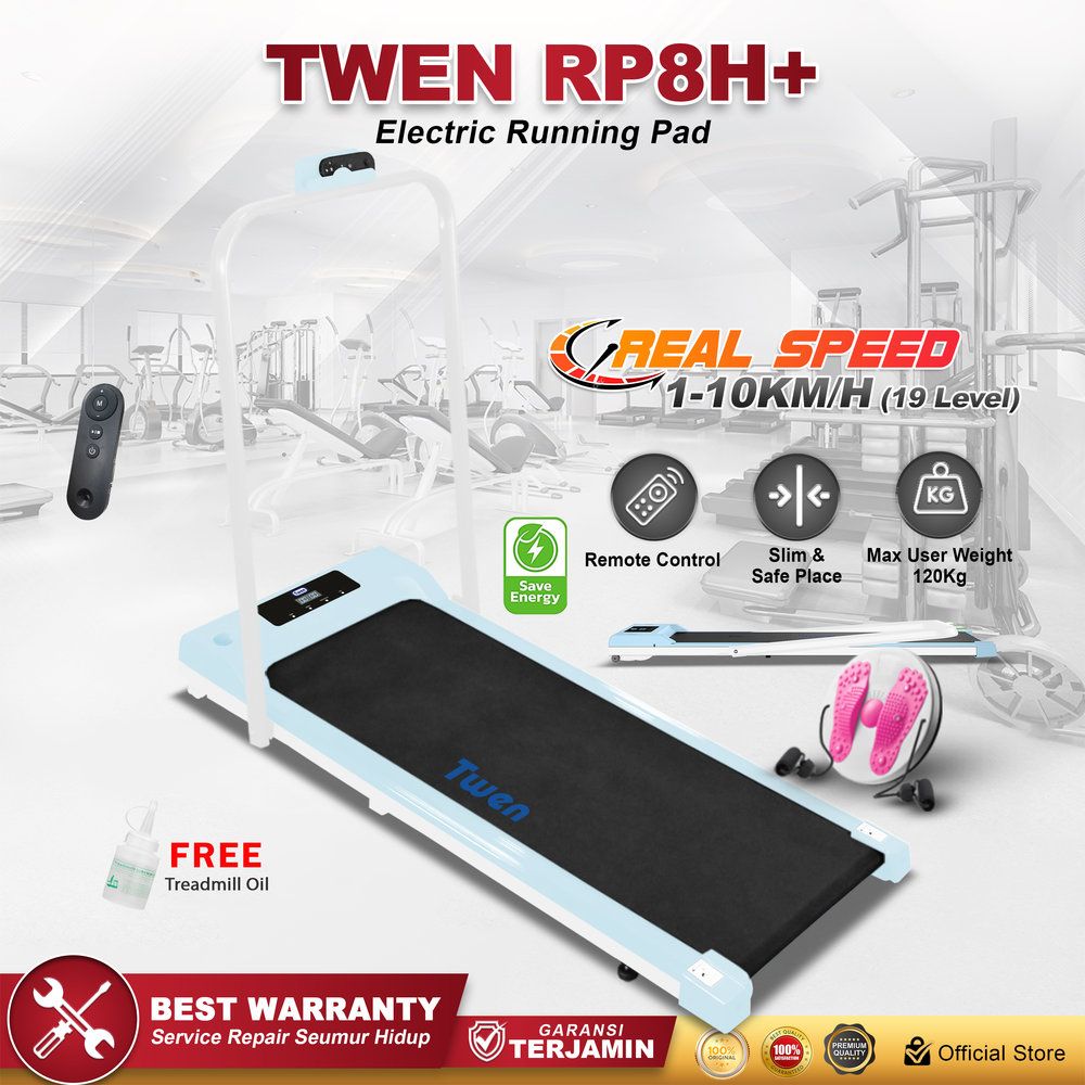 TWEN RP8HPlus Running Pad Sky Blue Treadmill Portable Treadmill Multifungsi Treadmil Lipat Alat Olahraga