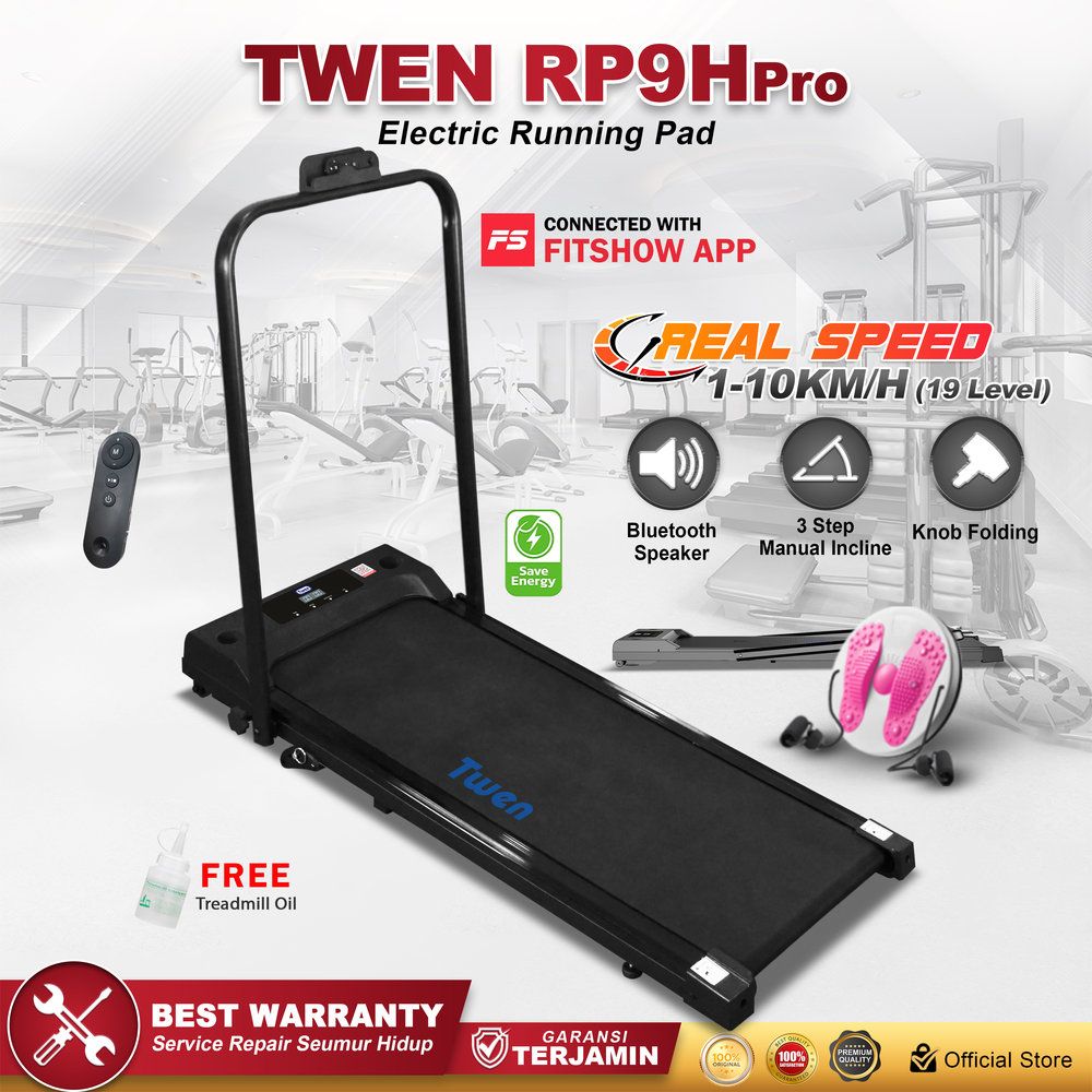 TWEN RP9HPro Black Running Pad Treadmill Listrik Treadmill PortableTreadmill Multifungsi Treadmil Lipat Alat Olahraga
