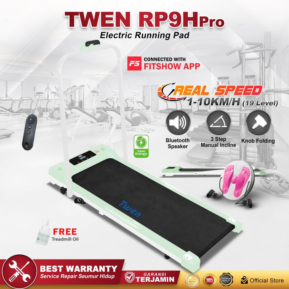 TWEN RP9HPro Green Running Pad Treadmill Listrik Treadmill Portable Treadmill Multifungsi Treadmil Lipat Alat Olahraga