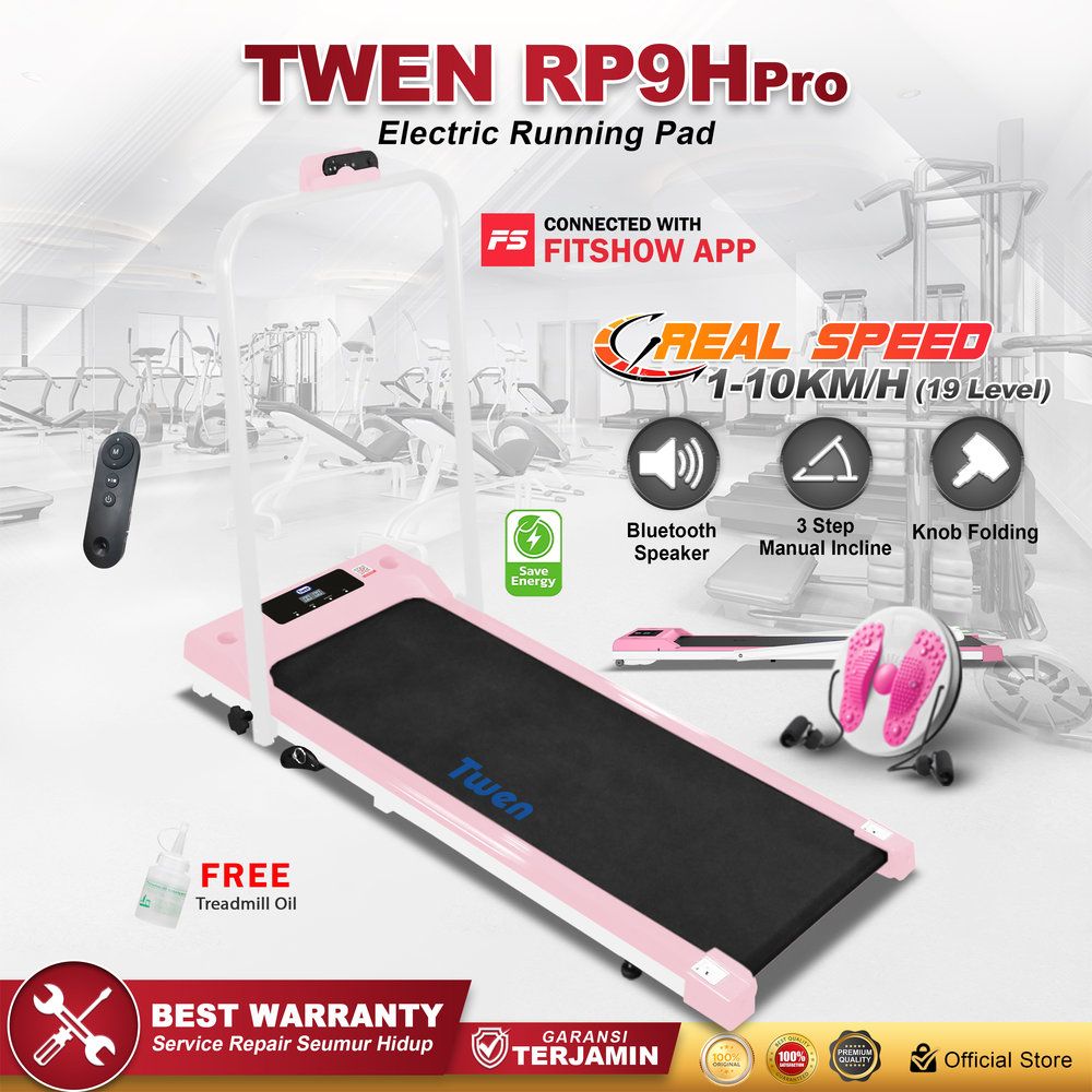 TWEN RP9HPro Pink Running Pad Treadmill Listrik Treadmill Portable Treadmill Multifungsi Treadmil Lipat Alat Olahraga