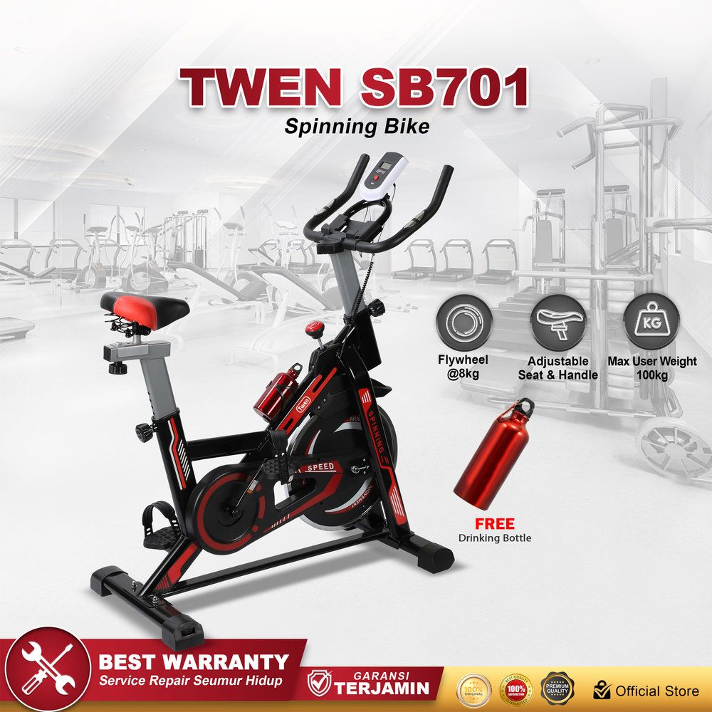 Twen SB701 Red Spinning Bike Sepeda Kardio Sepeda Statis Sepeda Fitness Alat Olahraga