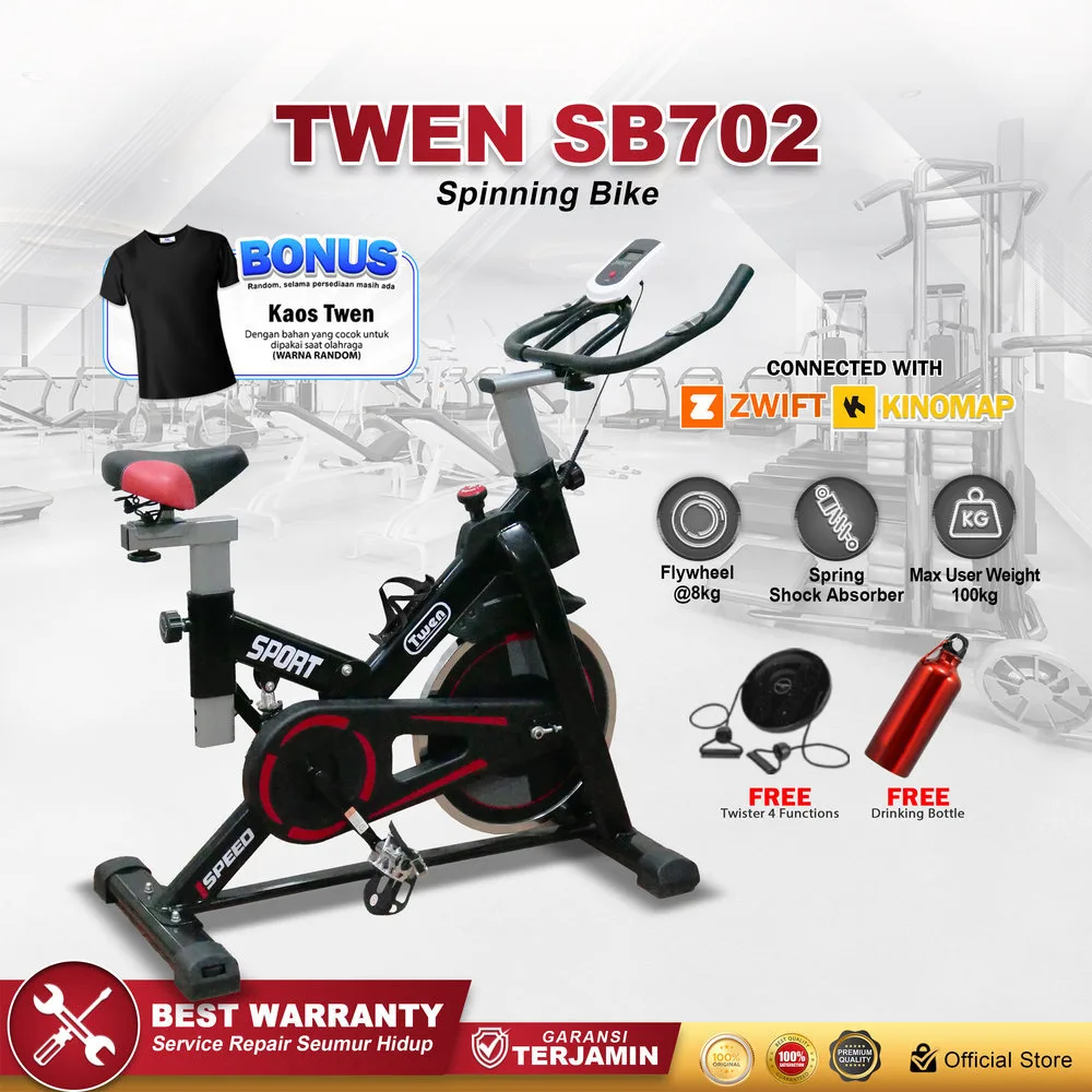 Twen SB702 + App Spinning Bike Sepeda Kardio Statis Fitness Alat