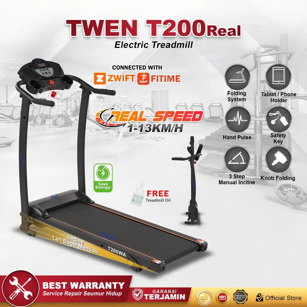 TWEN T200 Real Treadmil Listrik Treadmill Portable Multifungsi
