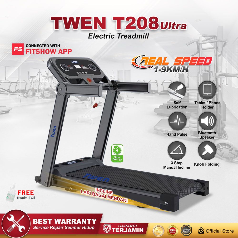 TWEN T208 Ultra Treadmil Listrik Treadmill Portable  Treadmill Multifungsi Treadmil Lipat Alat Olahraga