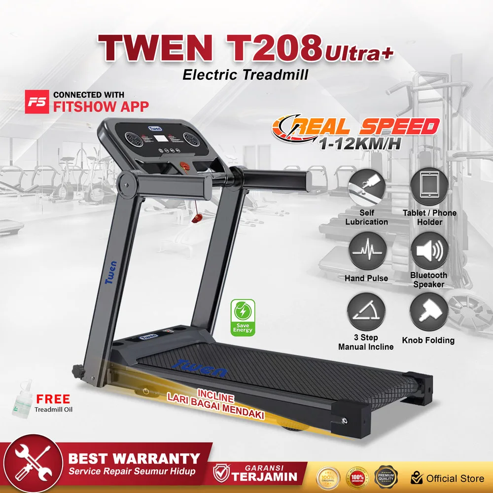 TWEN T208 Ultra Plus Treadmil Listrik Treadmill Portable