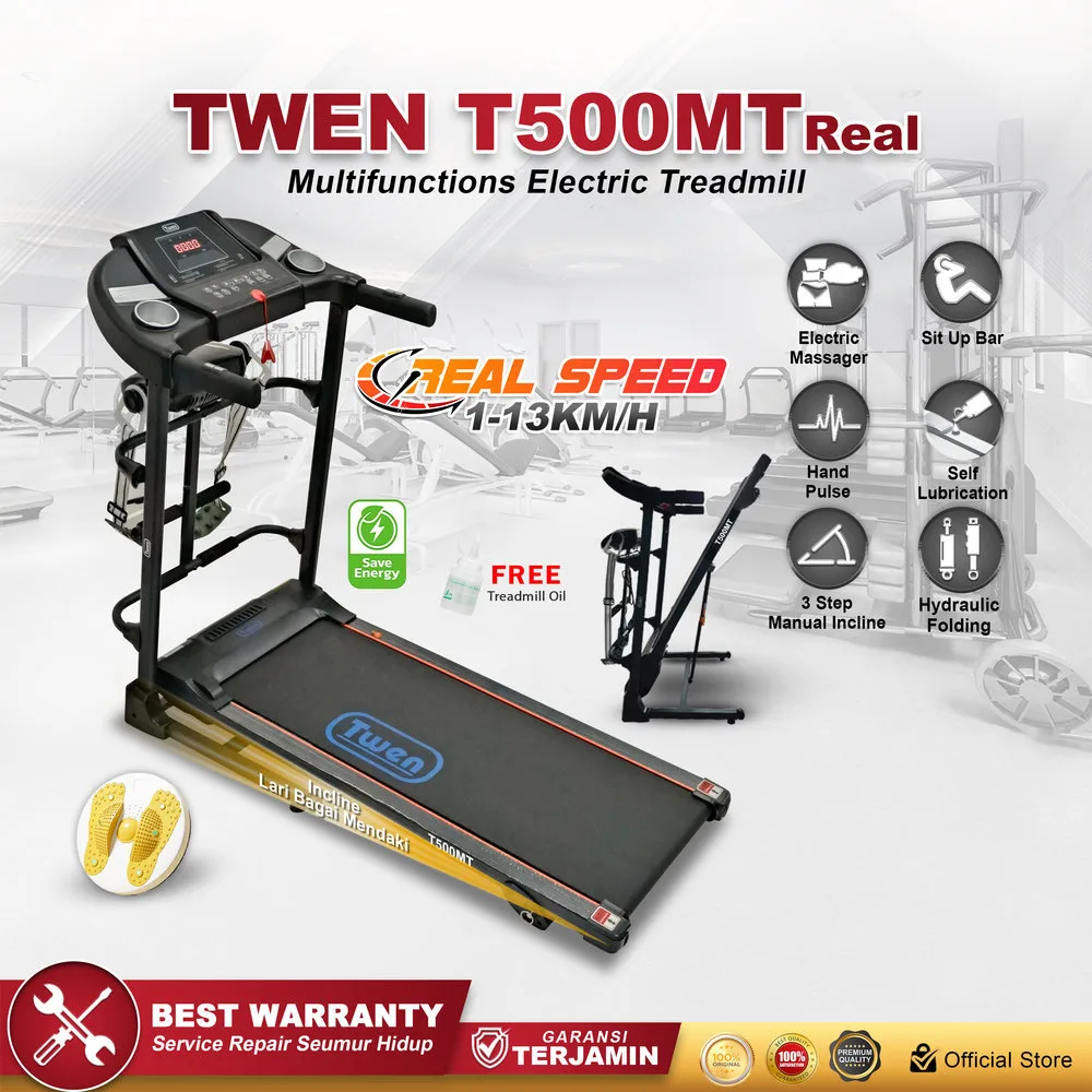 TWEN T500MT Real Treadmill Listrik Multifungsi Portable Treadmil