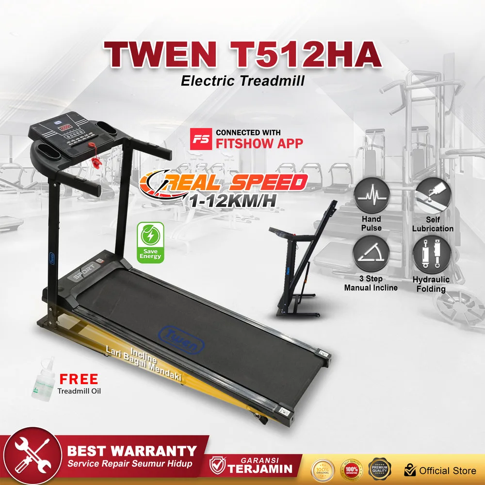 TWEN T512HA Treadmill Listrik Multifungsi Portable Treadmil
