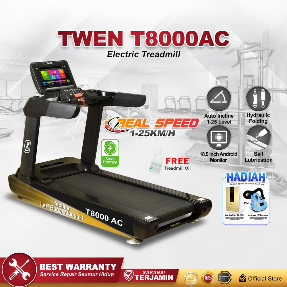TWEN T8000AC Treadmill Listrik Multifungsi Portable Treadmil