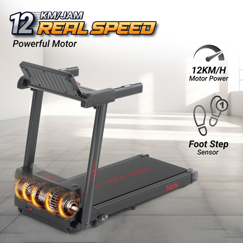 SUPOTSU Michi Silver Multi Treadmill Listrik Portable Gambar produk 3