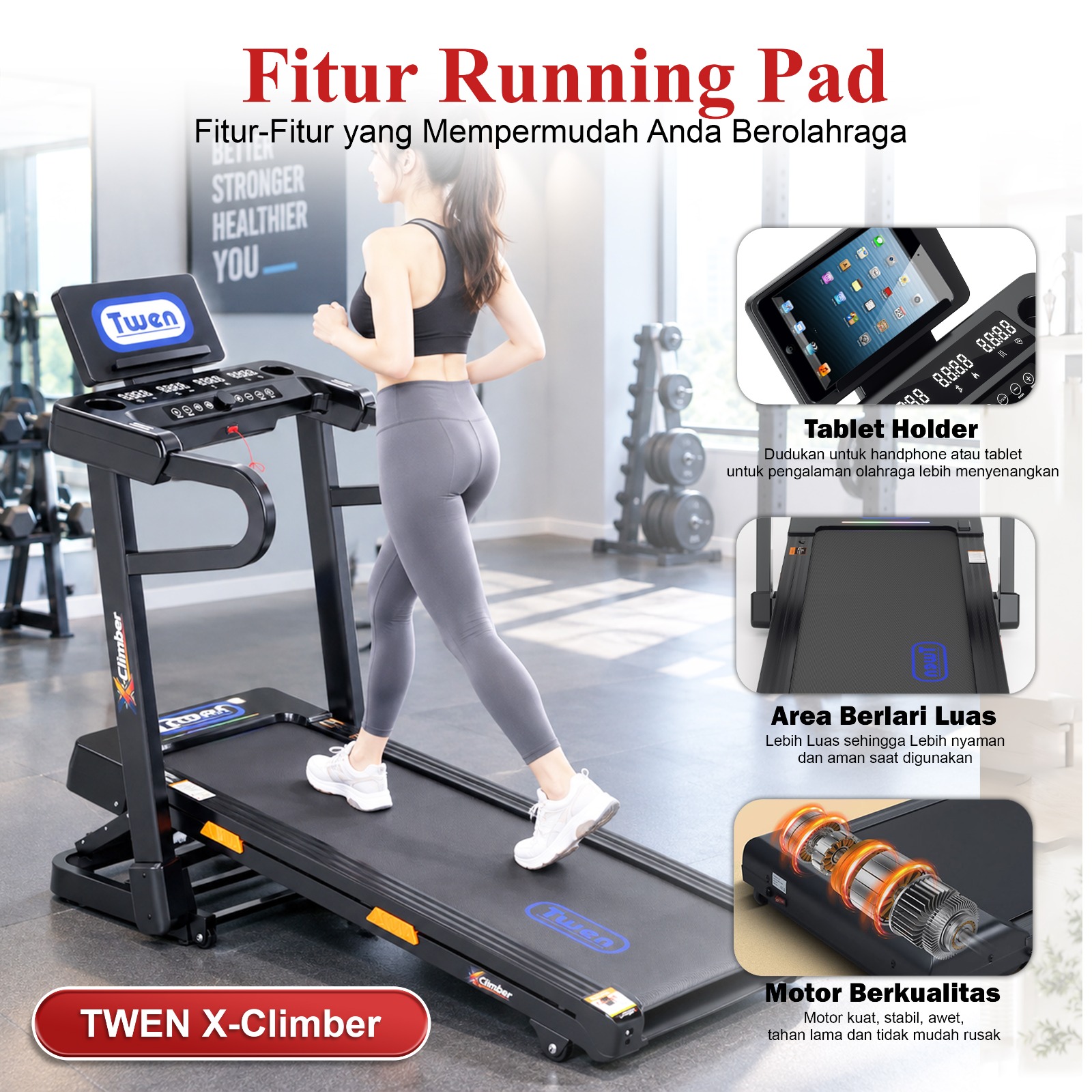 TWEN X-Climber Treadmill Listrik Multifungsi Gambar produk 8